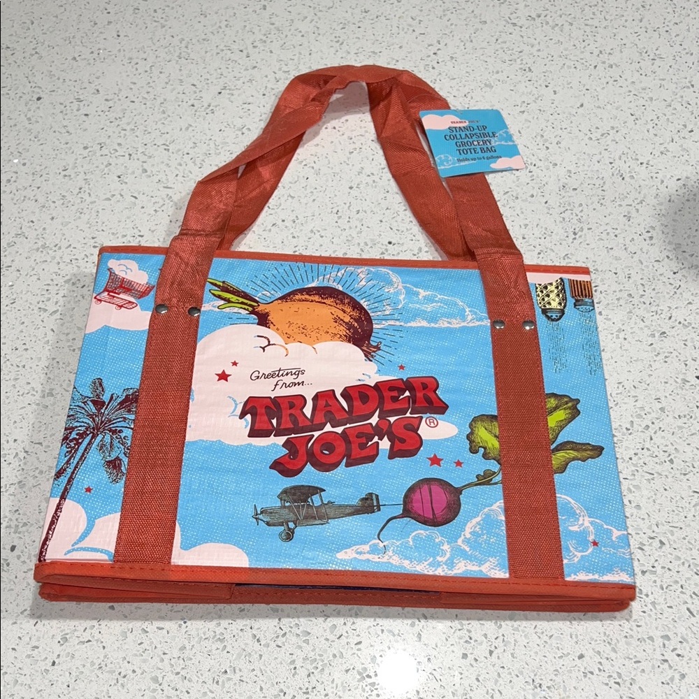 Trader Joe's Stand- Up Collapsible  Grocery Tote Bag